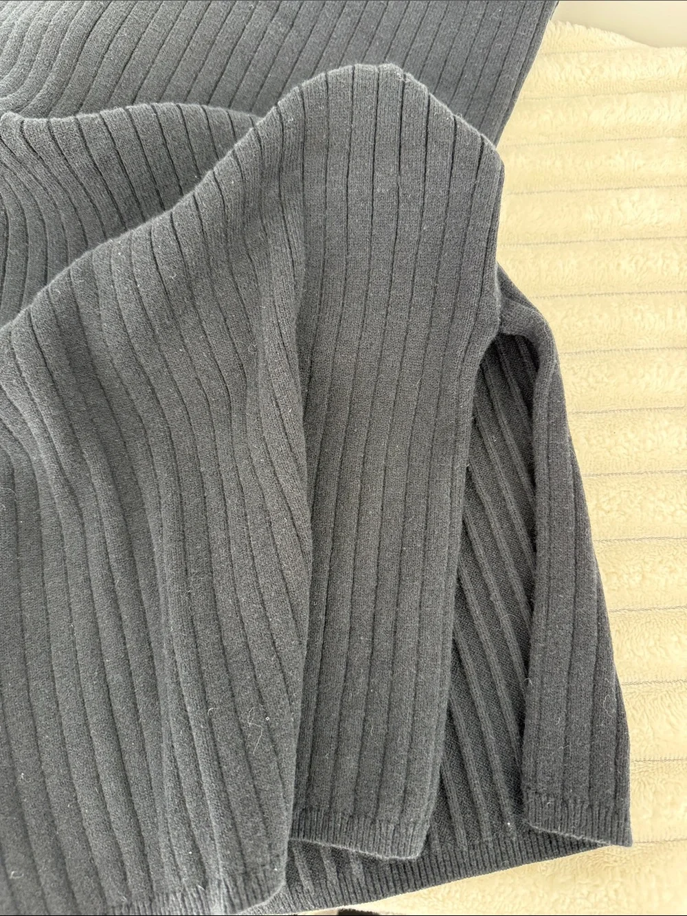 ABLE Black Ribbed Sweater Pencil midi skirt  side slit size small